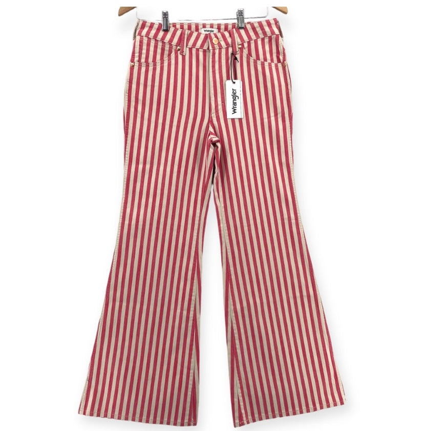 WRANGLER Raspberry RIPPLE Stripe WANDERER 622 High Rise FLARE Jeans