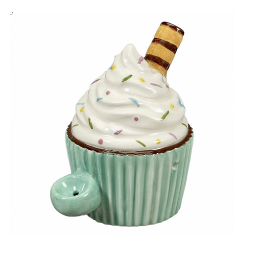 Cute and Baked Ceramic Cupcake Water Pipe.