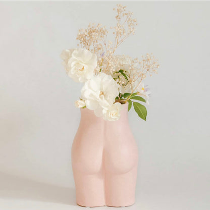 Body Vase Female Form, Tall Butt Vases for Flowers [Speckled Matte Pink Ceramic] Booty Cheeky Woman Shaped Sculpture Modern Boho Room Decor Indoor Planter Pot Feminist Lady Bum Unique Table Accent Art